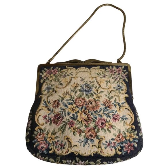 Lord & Taylor Handbags - Vintage Lord & Taylor Small Clutch, Tapestry Handbag w/ Metal Golden Chain